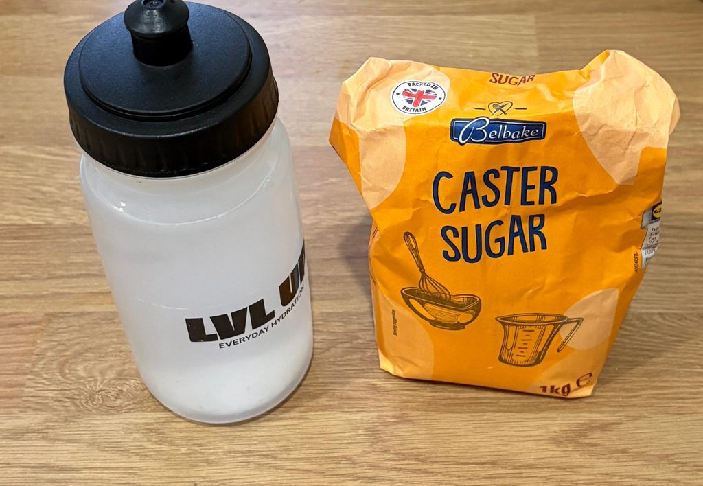 making your own carb drink out of water and caster sugar